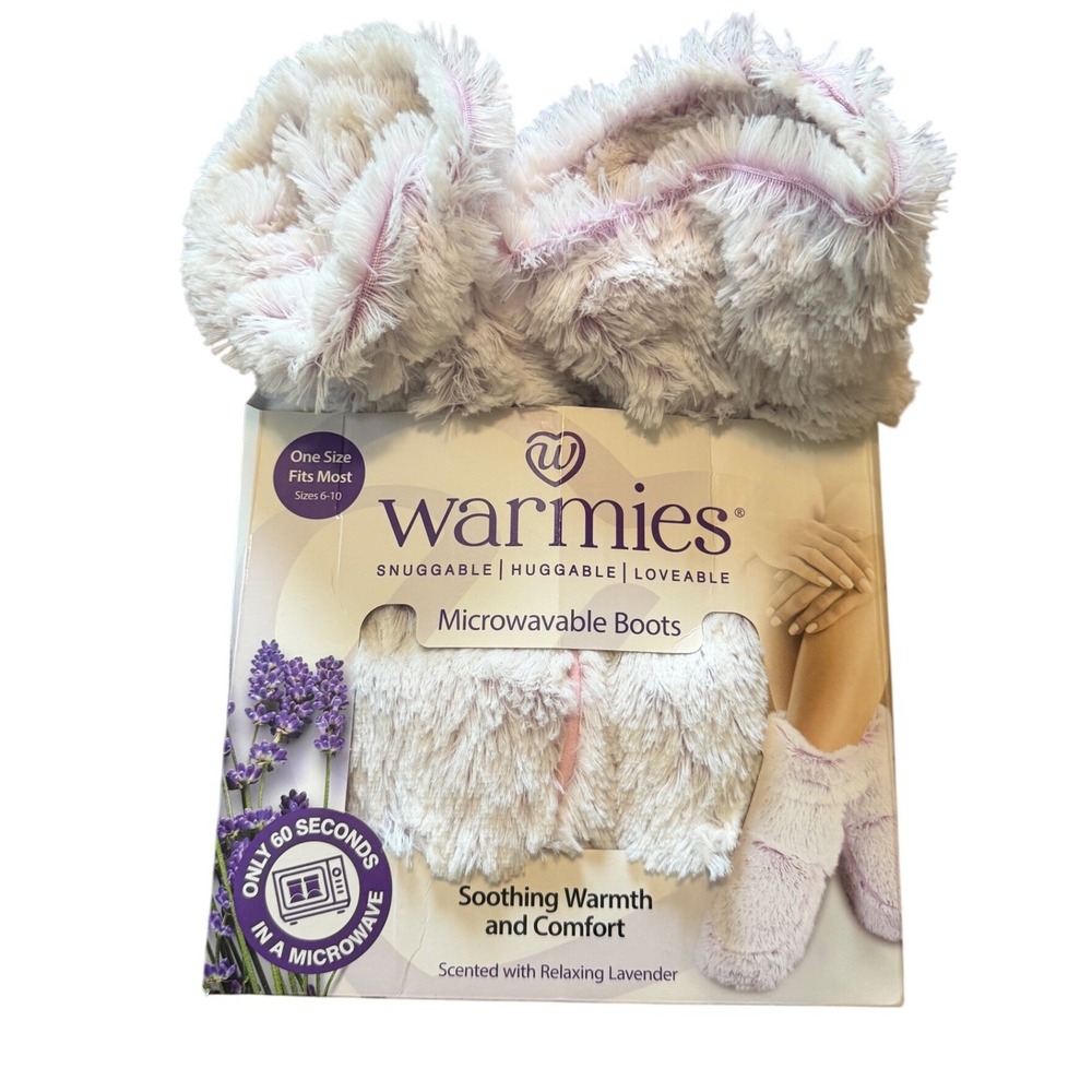 Warmies Microwavable Boots Lavender Scented Plush Heatable Slippers Purple 6-10